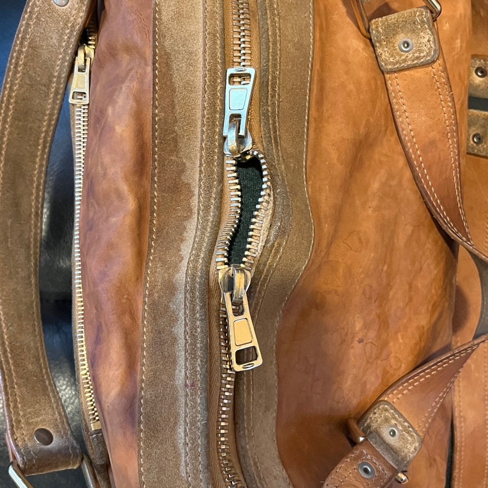 💃🧋Celine Vintage Leather Weekender Tote Bag Brown Shoulder Strap Made in Italy - Picture 8 of 12